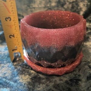 Sparkling Pink and Black Faceted Plant Holder